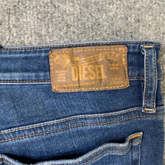 Diesel Jeans Womens 27 Regular Waist Super Slim Skinny Stretch Distressed Knee - Picture 11 of 15